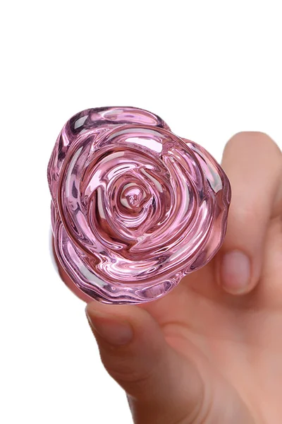 Booty Sparks Pink Rose 3.8" Glass Butt Plug | Large — image 4 of 4