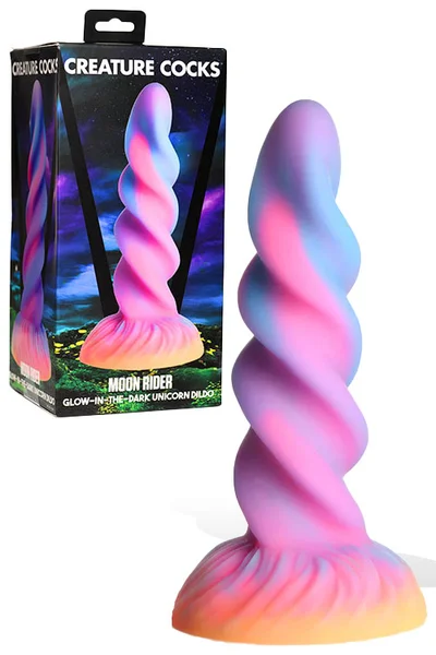 Creature Cocks Moon Rider 8.1" Luminous Silicone Unicorn Horn Dildo — image 5 of 8