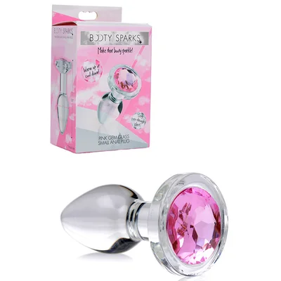 booty sparks 28 glass butt plug with pink gem base small