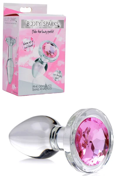 Booty Sparks 2.8" Glass Butt Plug with Pink Gem Base | Small — image 6 of 10