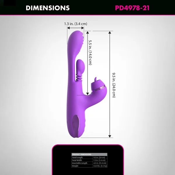 Fantasy For Her IntiMotion Pulse Pro - Purple 24 cm USB Rechargeable Swirling & Flicking Rabbit Vibrator — image 8 of 12