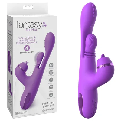 fantasy for her intimotion pulse pro purple 24 cm usb rechargeable swirling flicking rabbit vibrator