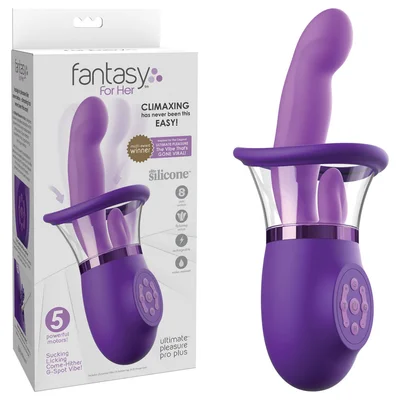 fantasy for her ultimate pleasure pro plus purple usb rechargeable sucking licking flicking vibrator