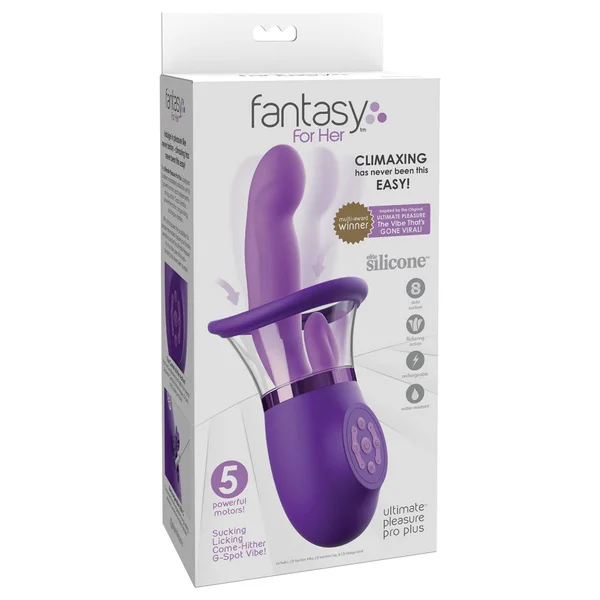 Fantasy For Her Ultimate Pleasure Pro Plus - Purple USB Rechargeable Sucking Licking & Flicking Vibrator — image 7 of 10