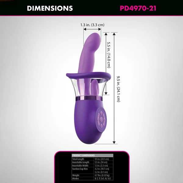 Fantasy For Her Ultimate Pleasure Pro Plus - Purple USB Rechargeable Sucking Licking & Flicking Vibrator — image 6 of 10