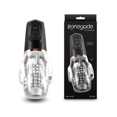 renegade avenger clearblack usb rechargeable sucking masturbator