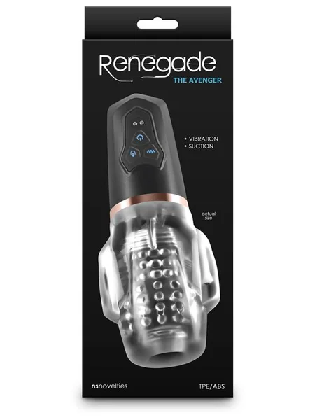 Renegade Avenger - Clear/Black USB Rechargeable Sucking Masturbator — image 7 of 8