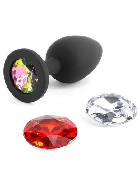 Glams Xchange Round - Small - Black Small Butt Plug with Interchangeable Round Gems — image 3 of 4