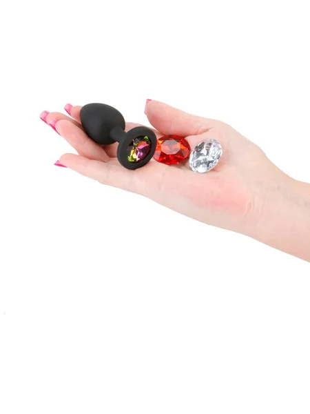 Glams Xchange Round - Small - Black Small Butt Plug with Interchangeable Round Gems — image 4 of 4
