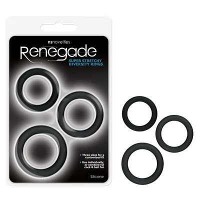 renegade diversity rings black cock rings set of 3 sizes