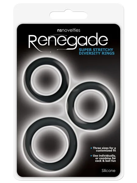 Renegade Diversity Rings - Black Cock Rings - Set of 3 Sizes — image 4 of 5