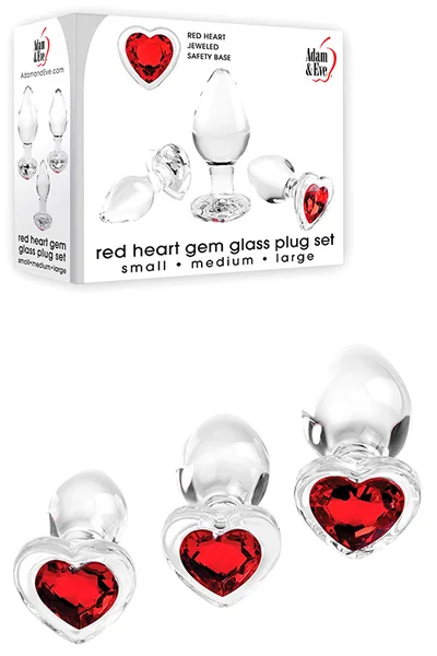 Adam and Eve Red Heart Glass Butt Plug Anal Training Kit — image 9 of 12