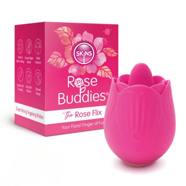 Skins Rose Buddies - The Rose Flix - Pink USB Rechargeable Flicking Rose Stimulator — image 10 of 10