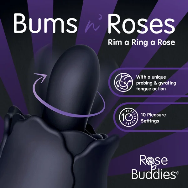Skins Rose Buddies - The Bums N Roses - Black USB Rechargeable Anal Rimming Stimulator — image 2 of 11