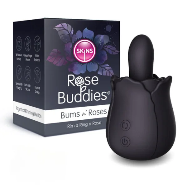 Skins Rose Buddies - The Bums N Roses - Black USB Rechargeable Anal Rimming Stimulator — image 11 of 11