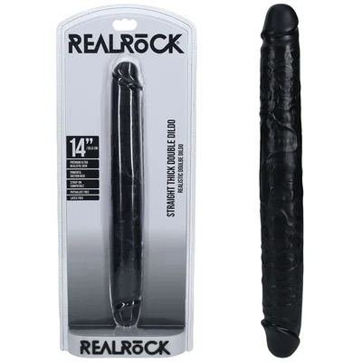 realrock 35cm thick double dildo black black 35 cm 14 thick double dong
