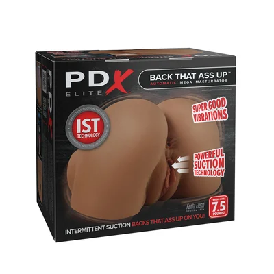pdx elite back that ass up brown brown usb rechargeable auto mega masturbator