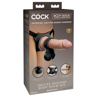 king cock elite deluxe silicone body dock kit body dock strap on harness with 203 cm dong swinging balls ring