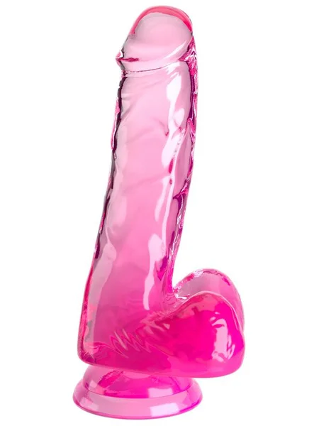 King Cock Clear 6'' Cock with Balls - Pink - Pink 15.2 cm Dong — image 3 of 3