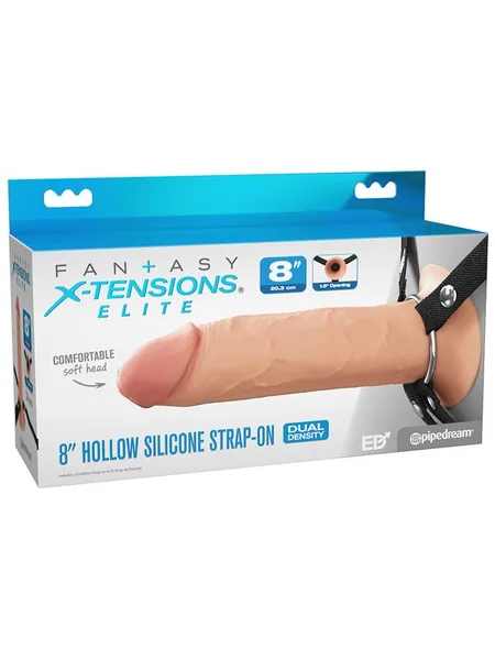 FX Elite 8'' Silicone Hollow Strap-On - Flesh - Flesh 20 cm Hollow Strap-On — image 2 of 4