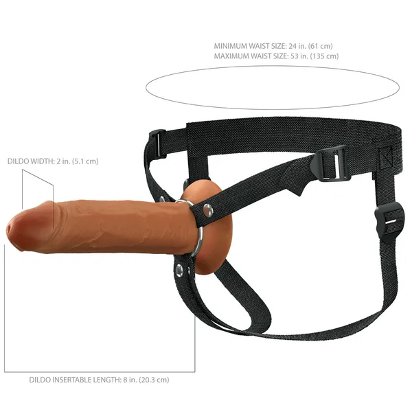 FX Elite 8'' Silicone Hollow Strap-On - Tan - Tan 20 cm Hollow Strap-On — image 4 of 11
