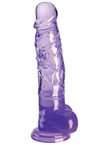 King Cock Clear 8'' Cock with Balls - Purple - Purple 20.3 cm Dong — image 3 of 3