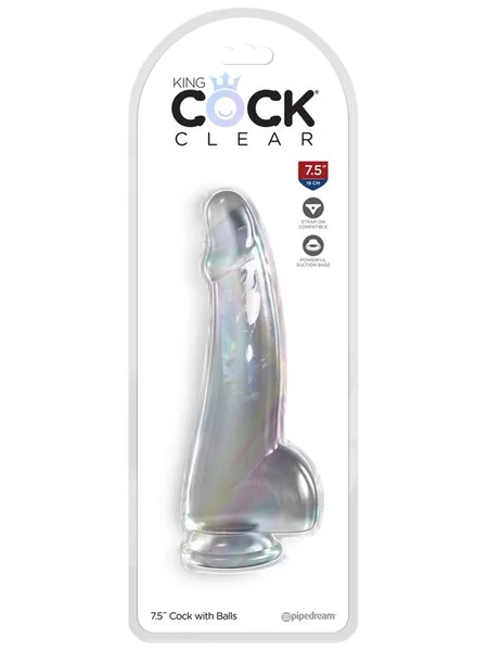 King Cock Clear 7.5'' Cock with Balls - Clear 19 cm Dong — image 2 of 3