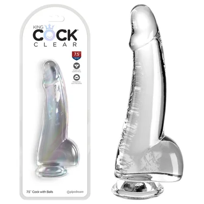 king cock clear 75 cock with balls clear 19 cm dong