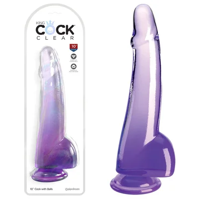 king cock clear 10 cock with balls purple purple 25 cm dong