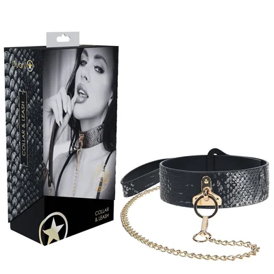 ouch florence collection collar with leash black restraint