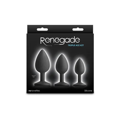 renegade triple ace kit black black butt plugs set of 3 sizes