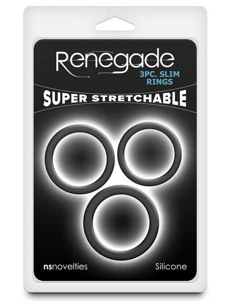 Renegade 3pc Slim Rings - Black - Black Cock Rings - Set of 3 Sizes — image 5 of 7