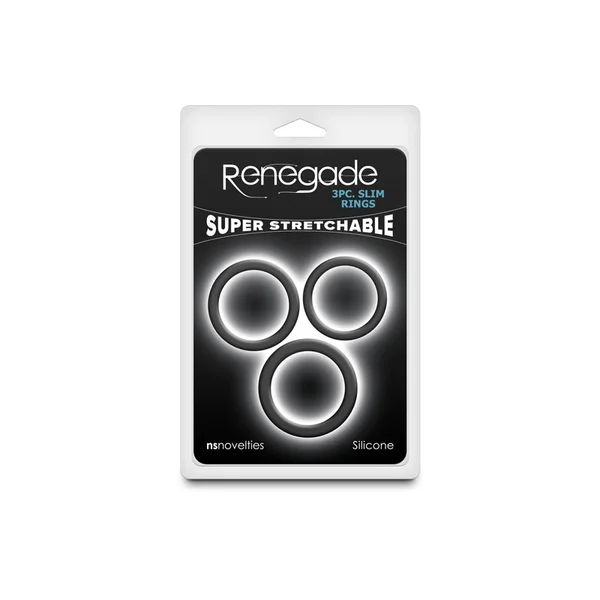 Renegade 3pc Slim Rings - Black - Black Cock Rings - Set of 3 Sizes — image 4 of 7