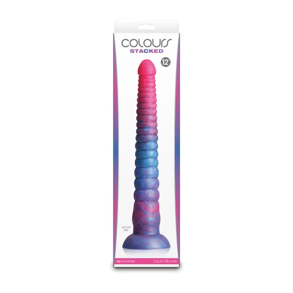 Colours Stacked - 12'' Dildo - Pink/Blue - Pink/Blue 30.6 cm Fantasy Dildo — image 4 of 8