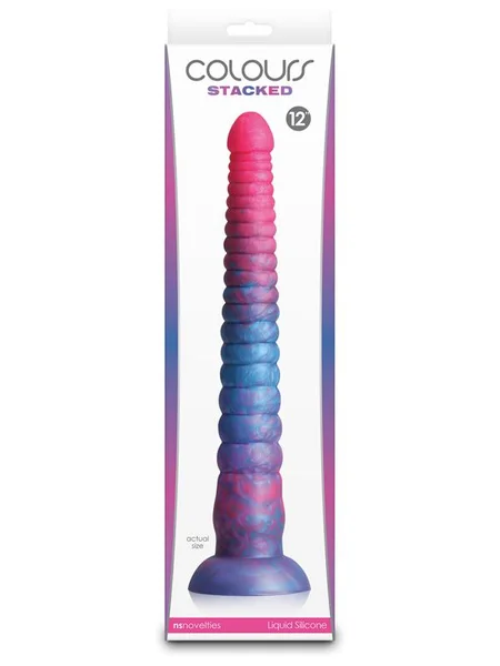 Colours Stacked - 12'' Dildo - Pink/Blue - Pink/Blue 30.6 cm Fantasy Dildo — image 8 of 8