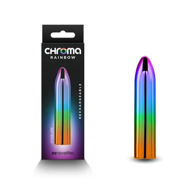 chroma rainbow medium metallic rainbow 9 cm usb rechargeable mini vibrator