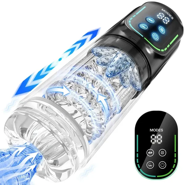 8-in-1 Automatic Male Masturbator with 7 Modes of Thrusting, Rotation, Vibration, Suction, Waterproof, Ice Fire Spa Pocket Electric Penis Pump for Men Auto Penis Stroker — image 4 of 4