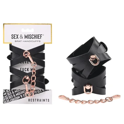 sex mischief brat handcuffs blackrose gold restraints