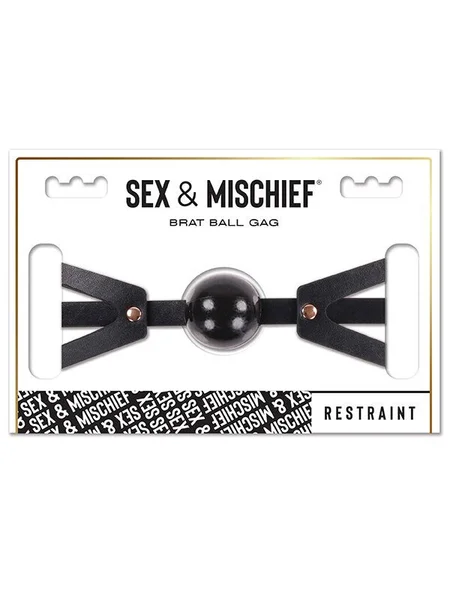 Sex & Mischief Brat Ball Gag - Black/Rose Gold Mouth Restraint — image 11 of 11