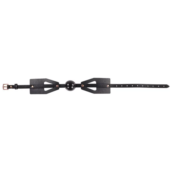 Sex & Mischief Brat Ball Gag - Black/Rose Gold Mouth Restraint — image 4 of 11