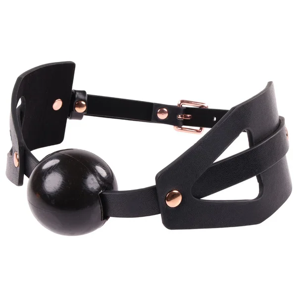 Sex & Mischief Brat Ball Gag - Black/Rose Gold Mouth Restraint — image 3 of 11