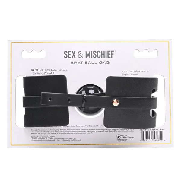 Sex & Mischief Brat Ball Gag - Black/Rose Gold Mouth Restraint — image 8 of 11