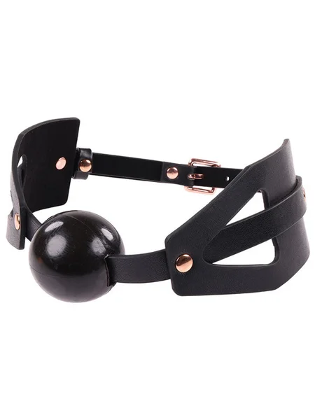 Sex & Mischief Brat Ball Gag - Black/Rose Gold Mouth Restraint — image 9 of 11