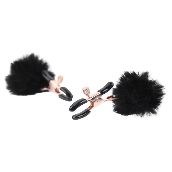 Sex & Mischief Puff Nipple Clamps - Black/Gold Nipple Clamps - Set of 2 — image 5 of 10