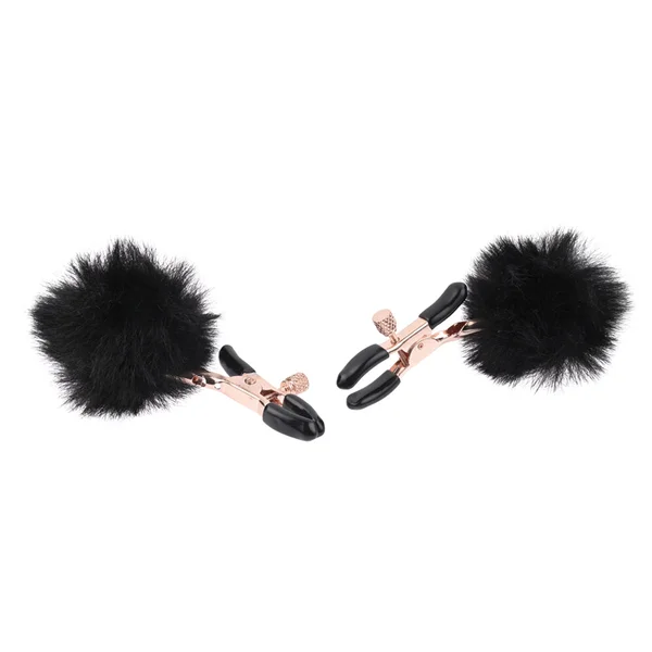 Sex & Mischief Puff Nipple Clamps - Black/Gold Nipple Clamps - Set of 2 — image 4 of 10