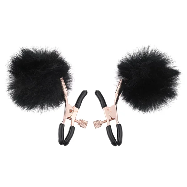 Sex & Mischief Puff Nipple Clamps - Black/Gold Nipple Clamps - Set of 2 — image 3 of 10