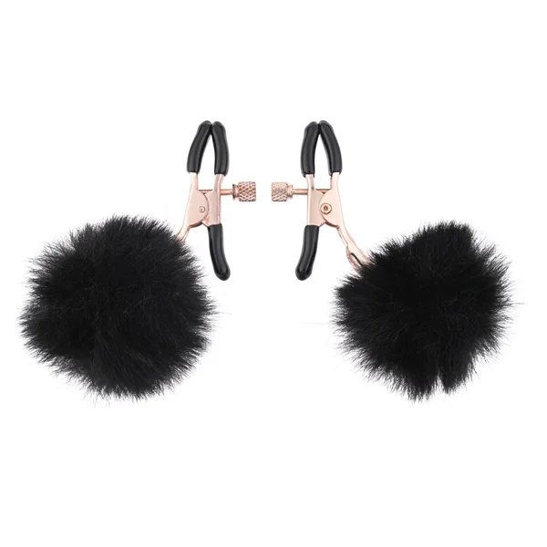 Sex & Mischief Puff Nipple Clamps - Black/Gold Nipple Clamps - Set of 2 — image 2 of 10