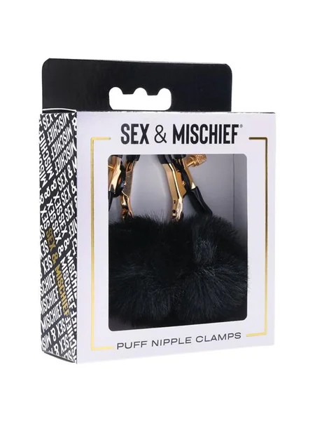 Sex & Mischief Puff Nipple Clamps - Black/Gold Nipple Clamps - Set of 2 — image 8 of 10