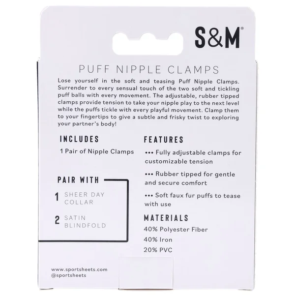 Sex & Mischief Puff Nipple Clamps - Black/Gold Nipple Clamps - Set of 2 — image 7 of 10