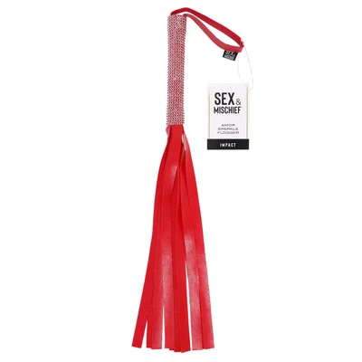 sex mischief amor sparkle flogger red 33 cm flogger whip